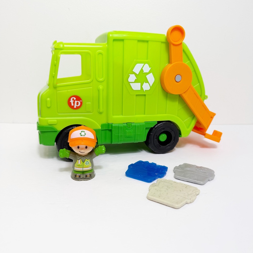 Fisher-Price Little People Green Garbage Recycling Truck Playset Toy